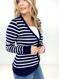 Zenana Striped Snap Button Cardigan