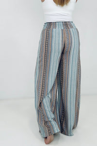 Cozy Co "Boho Vibes" Smocked Waistband Palazzo Pants