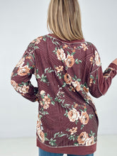 Load image into Gallery viewer, BiBi Floral Print Jacquard Knit Sweatshirt With Cut Edge
