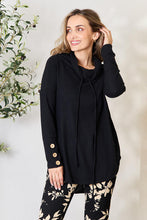 Load image into Gallery viewer, Jade By Jane Full Size Drawstring Cowl Neck Long Sleeve Blouse
