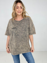 Load image into Gallery viewer, Zenana Acid Wash Front Pocket Raw Edge Top
