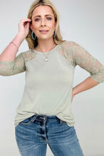 Load image into Gallery viewer, Zenana Plus Lace Half Sleeve Round Neck &amp; Round Hem Top
