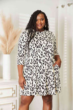 Load image into Gallery viewer, Celeste Full Size Leopard Three-Quarter Sleeve Dress with Pockets
