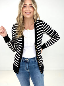 Zenana Striped Snap Button Cardigan