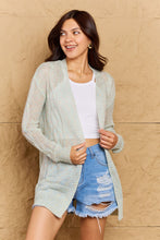 Load image into Gallery viewer, OOTD Cozy Era Cable Sweater Cardigan in Light Green
