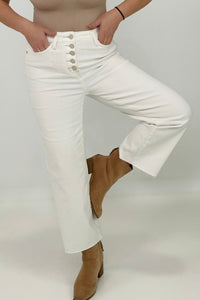 "Sophie" Judy Blue High Waist Wide Leg White Cropped Jeans