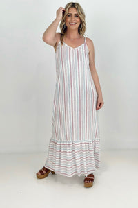 Cozy Co Sleeveless Striped Maxi Dress with Side Seam Pockets