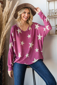 Hopely All Stars V-Neck Knit Oversized Top