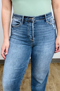 Judy Blue High Waist Hidden Button-Fly Straight Jeans