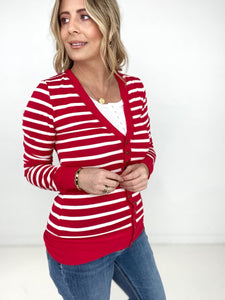 Zenana Striped Snap Button Cardigan