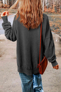 Dropped Shoulder Round Neck Long Sleeve Blouse  ** 5-10 business day shipping! **