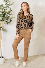 Load image into Gallery viewer, Hopely Full Size Leopard V-Neck Long Sleeve T-Shirt
