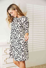 Load image into Gallery viewer, Celeste Full Size Leopard Three-Quarter Sleeve Dress with Pockets
