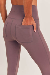 Mono B Tapered Band Solid Leggings with Back Pockets