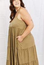 Load image into Gallery viewer, Zenana Full Size Spaghetti Strap Tiered Dress with Pockets in Khaki
