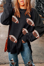 Load image into Gallery viewer, Sequin Football Patch Slit Sweatshirt  ** 5-10 business day shipping! **
