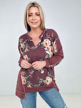 Load image into Gallery viewer, BiBi Floral Print Jacquard Knit Sweatshirt With Cut Edge
