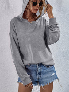 Dropped Shoulder Slit Hoodie  ** 5-10 BUSINESS DAY SHIPPING!**