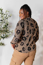 Load image into Gallery viewer, Hopely Full Size Leopard V-Neck Long Sleeve T-Shirt
