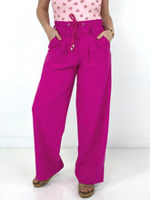 Load image into Gallery viewer, White Birch High Waist Solid Woven Wide Leg Pants With String
