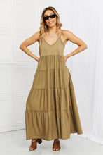 Load image into Gallery viewer, Zenana Full Size Spaghetti Strap Tiered Dress with Pockets in Khaki
