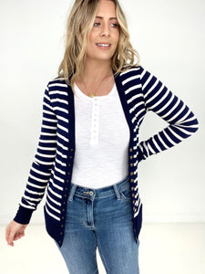 Zenana Striped Snap Button Cardigan