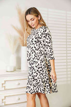 Load image into Gallery viewer, Celeste Full Size Leopard Three-Quarter Sleeve Dress with Pockets
