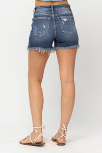 Judy Blue "Rikki" High Waist Destroyed Frayed Hem Denim Shorts