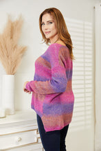 Load image into Gallery viewer, Double Take Multicolored Rib-Knit V-Neck Knit Pullover
