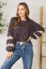 Load image into Gallery viewer, Jade By Jane Full Size Leopard Lace Detail Blouse
