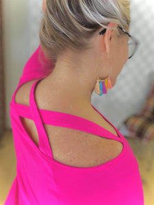 Double Crossed Top in Hot Pink