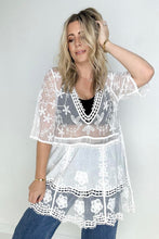 Load image into Gallery viewer, White Birch Half Sleeve Lace Cover up
